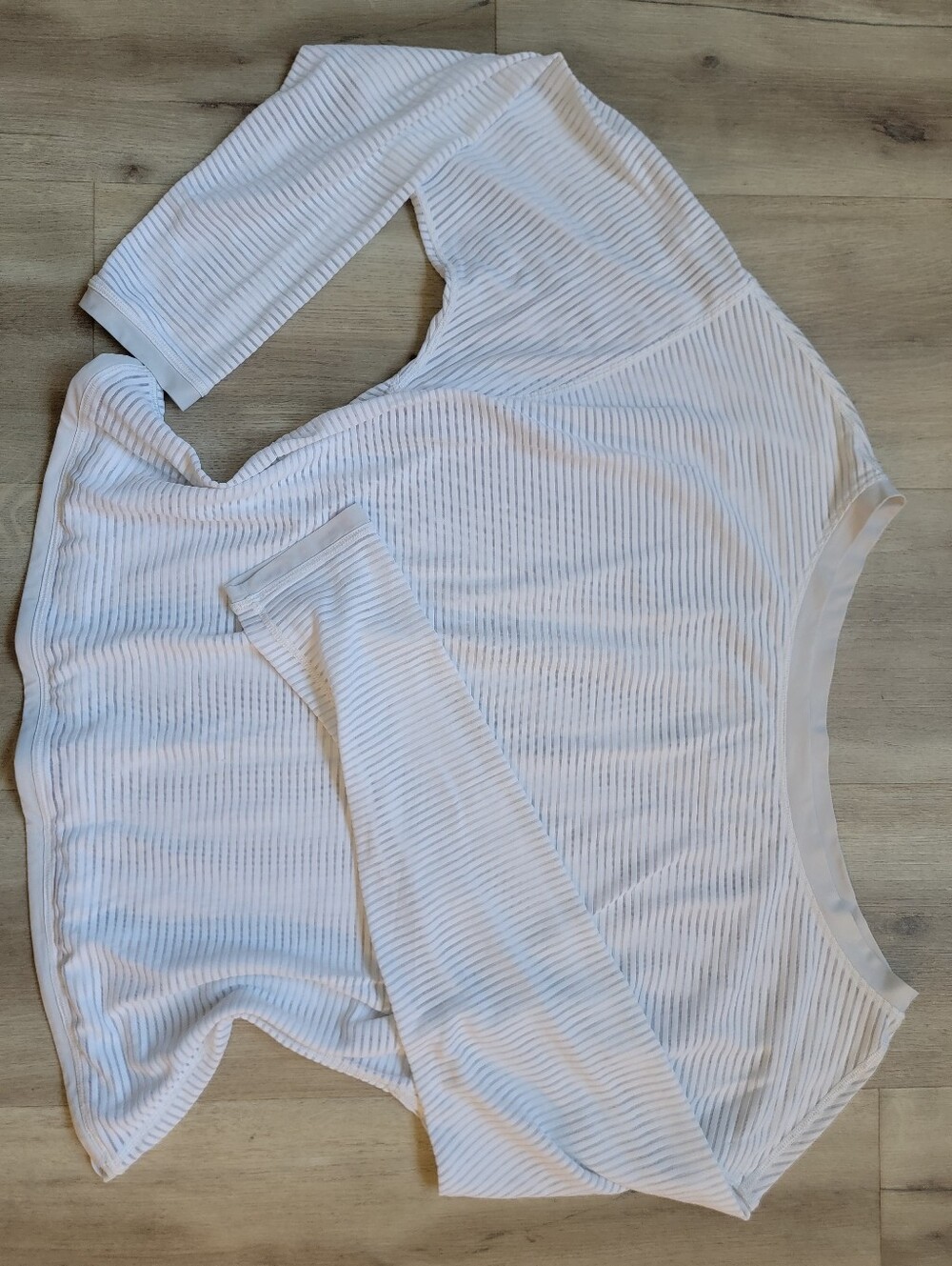 ☀️ Lululemon White Sheer Variegated Ribbed Long Sleeve Top - Size 6 (Est)